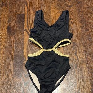 Black and Gold Cutout Swimsuit girls size 10
